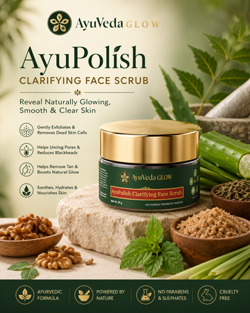 AyuPolish Ayurvedic Face Scrub for glowing, smooth and clear skin by AyuVeda Glow.