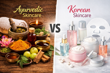 Ayurvedic skincare vs Korean skincare routine comparison for glowing healthy skin