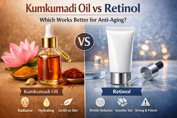 Anti-aging skincare comparison between Kumkumadi oil and retinol