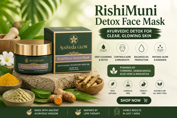 RishiMuni Detox Face Mask by AyuVeda Glow for clear glowing skin with Ayurvedic herbs turmeric sandalwood aloe vera