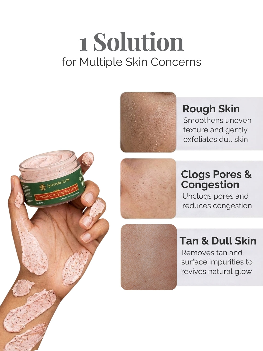 AyuPolish: Ayurvedic Clarifying Face Scrub -50g – AyuVeda Glow face scrub