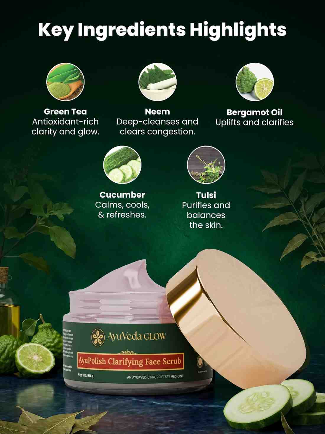 AyuPolish Clarifying Face Scrub for glowing smooth and refreshed skin