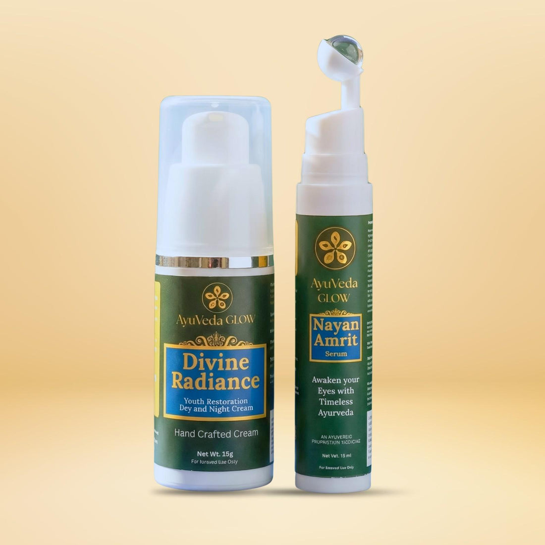 Divine Radiance cream and Nayan Amrit under eye serum Ayurvedic skincare combo