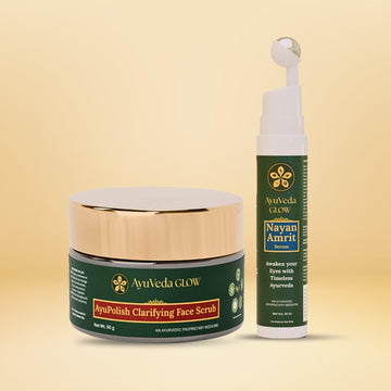 AyuPolish clarifying scrub and NayanAmrit under eye serum Ayurvedic skincare combo