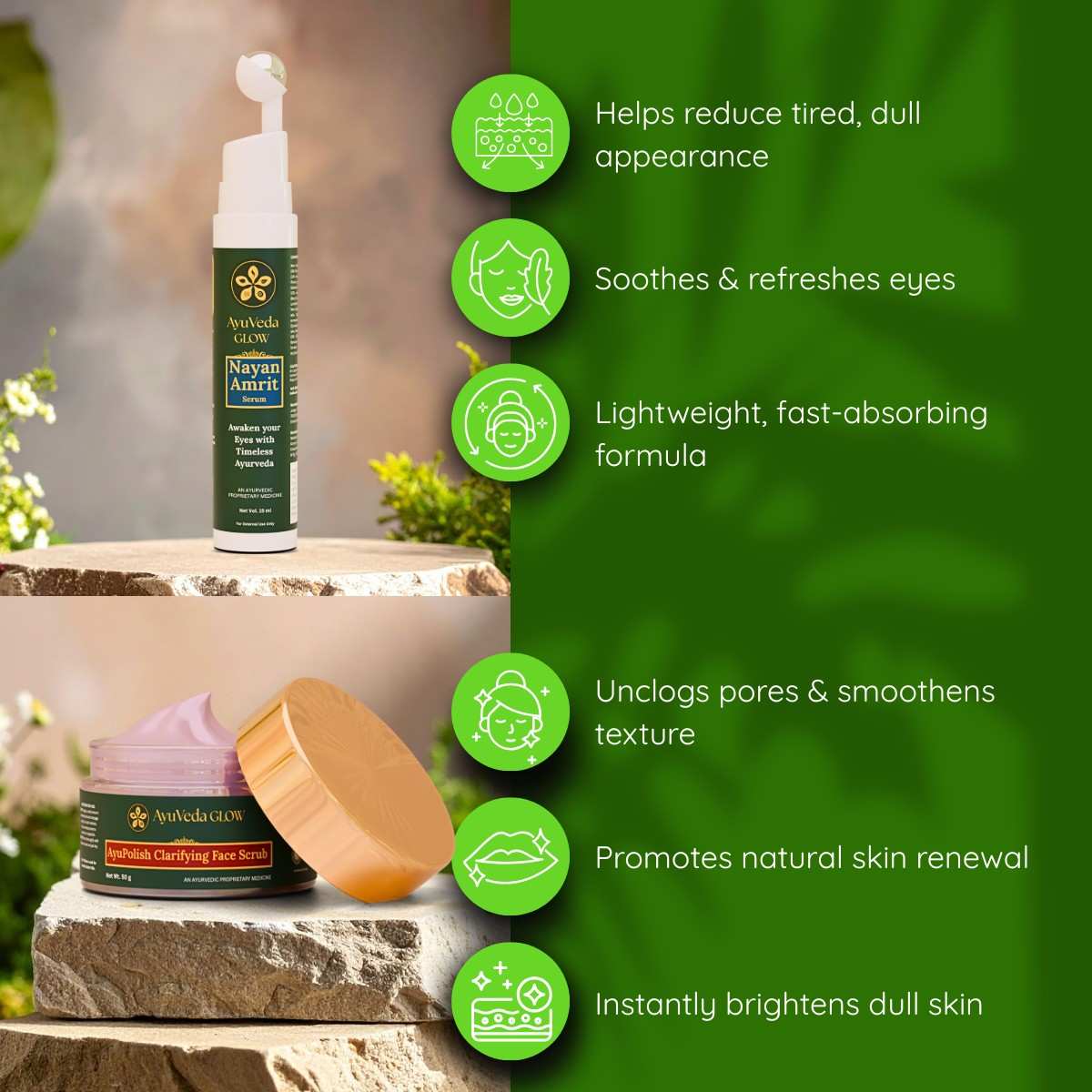 Herbal skincare combo for exfoliation dark circles and skin rejuvenation