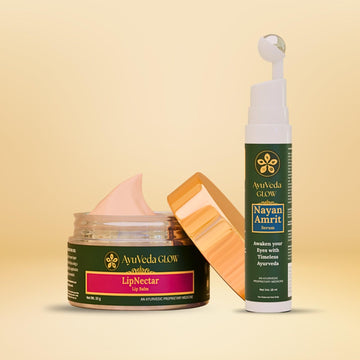 Ayurvedic under eye serum and herbal lip balm for complete facial care