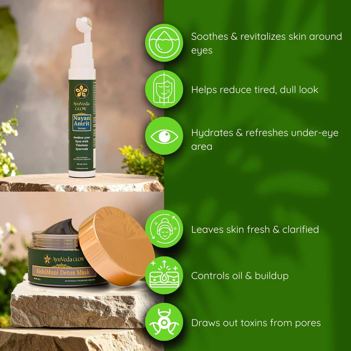 Herbal skincare combo for deep cleansing dark circles and skin rejuvenation