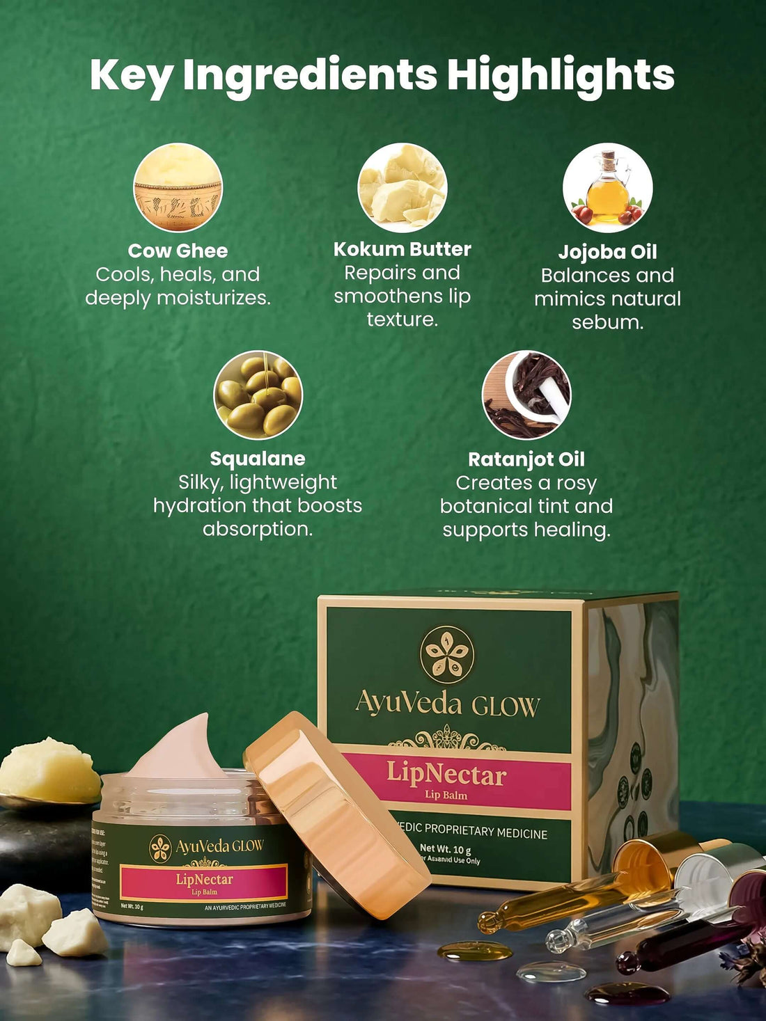 AyuVeda Glow Lip Nectar Ayurvedic lip balm