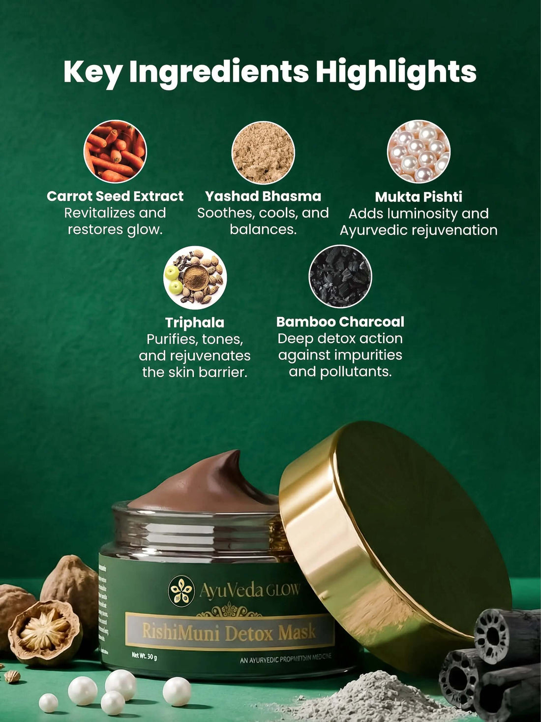 AyuVeda Glow Ayurvedic face mask for clear and radiant skin