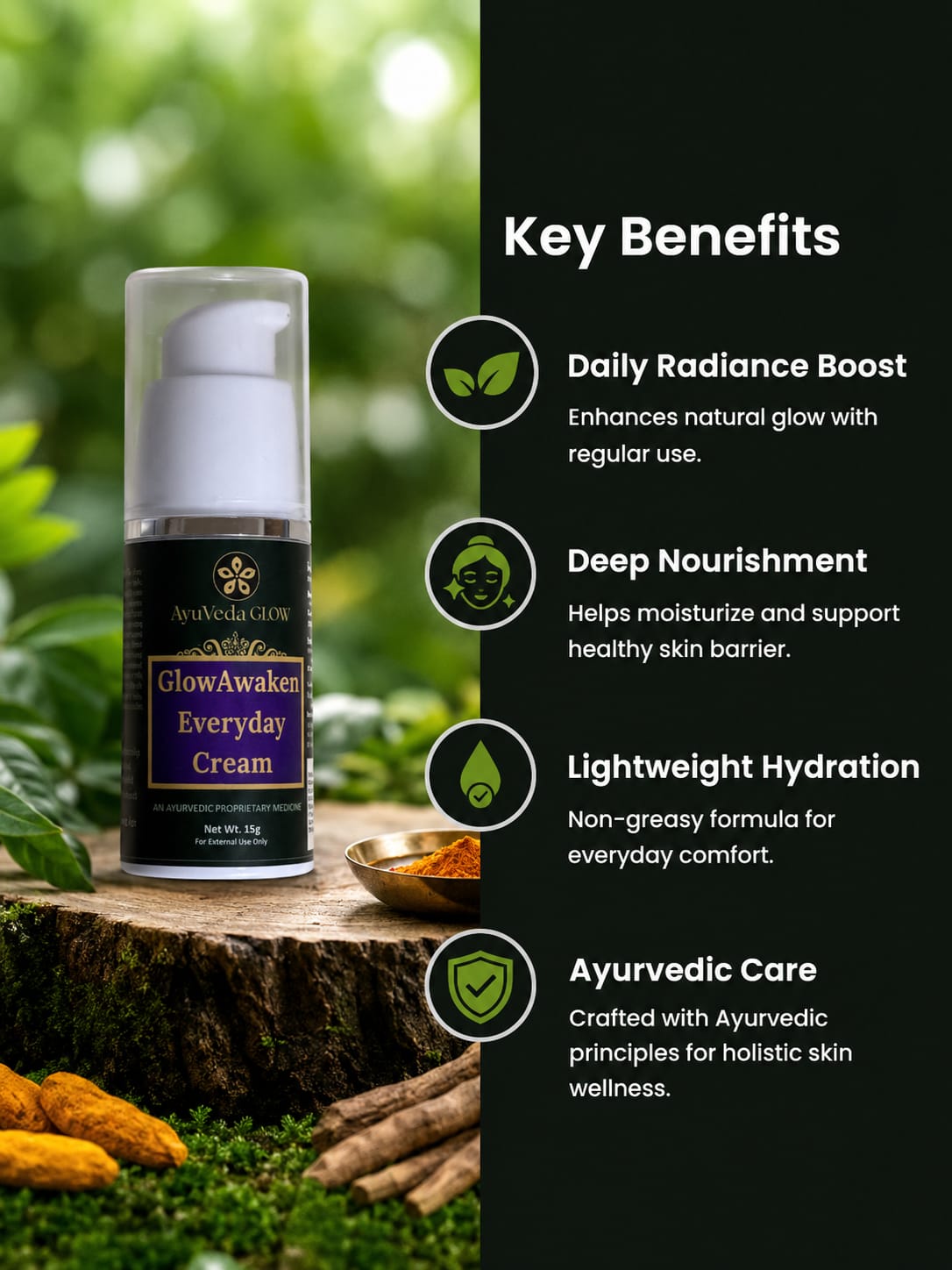 GlowAwaken: Ayurvedic Everyday Face Cream (15g)